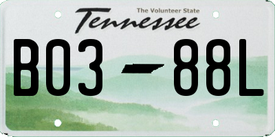 TN license plate B0388L