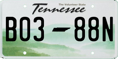 TN license plate B0388N