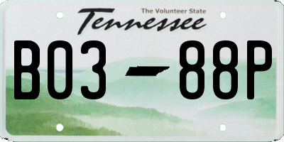 TN license plate B0388P