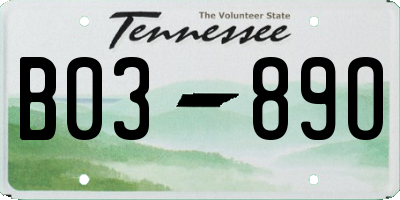 TN license plate B0389O