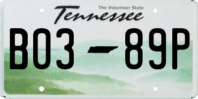 TN license plate B0389P