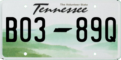 TN license plate B0389Q