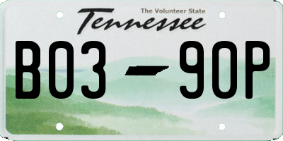 TN license plate B0390P