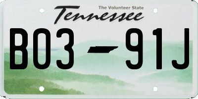 TN license plate B0391J