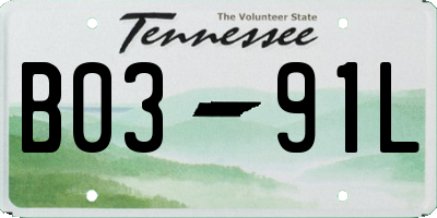 TN license plate B0391L