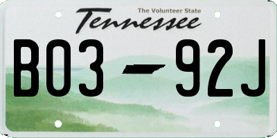 TN license plate B0392J