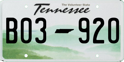 TN license plate B0392O