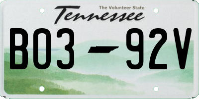 TN license plate B0392V