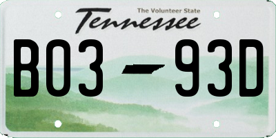 TN license plate B0393D