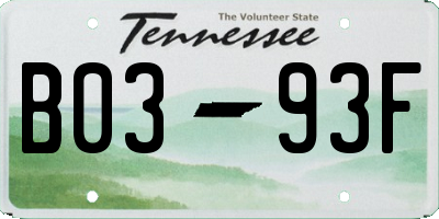 TN license plate B0393F