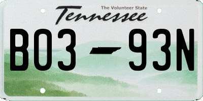 TN license plate B0393N