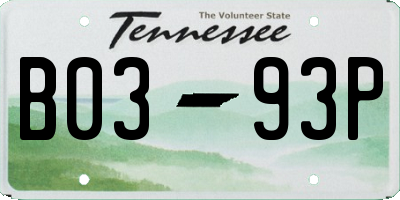 TN license plate B0393P