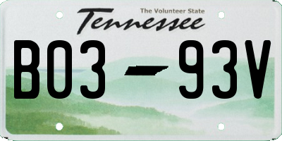 TN license plate B0393V