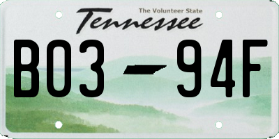 TN license plate B0394F