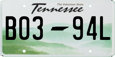 TN license plate B0394L