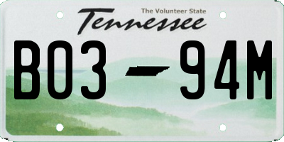 TN license plate B0394M