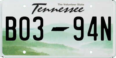 TN license plate B0394N