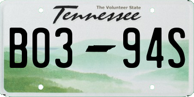 TN license plate B0394S