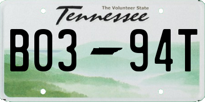 TN license plate B0394T