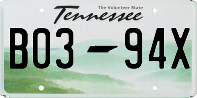TN license plate B0394X