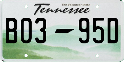 TN license plate B0395D