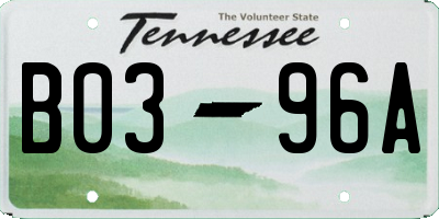 TN license plate B0396A