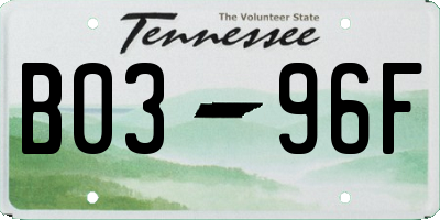 TN license plate B0396F