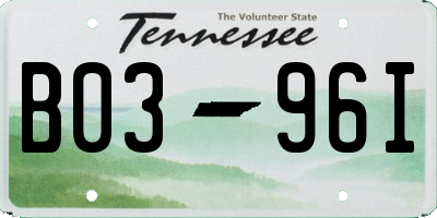 TN license plate B0396I
