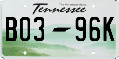 TN license plate B0396K
