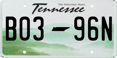 TN license plate B0396N