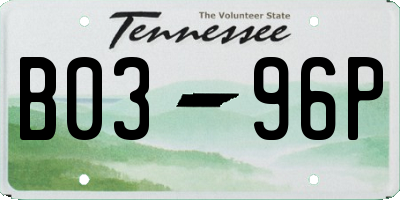 TN license plate B0396P