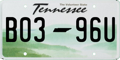 TN license plate B0396U