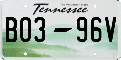 TN license plate B0396V