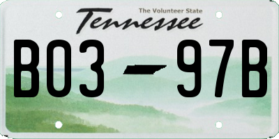 TN license plate B0397B