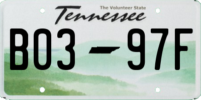 TN license plate B0397F