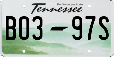 TN license plate B0397S