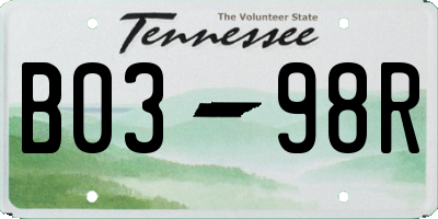 TN license plate B0398R