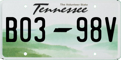 TN license plate B0398V