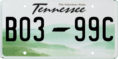TN license plate B0399C