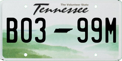 TN license plate B0399M