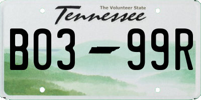TN license plate B0399R