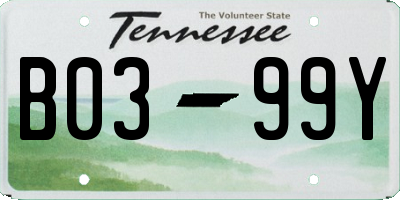 TN license plate B0399Y