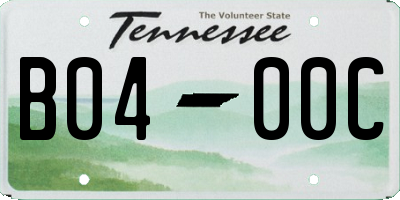 TN license plate B0400C