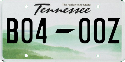 TN license plate B0400Z