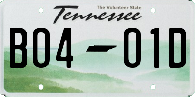 TN license plate B0401D