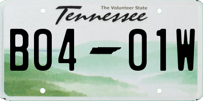 TN license plate B0401W