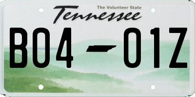 TN license plate B0401Z