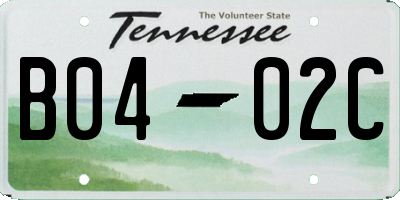 TN license plate B0402C
