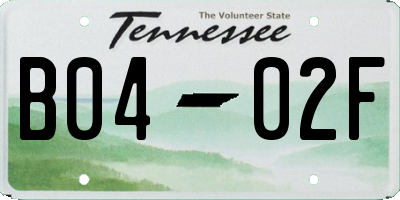 TN license plate B0402F