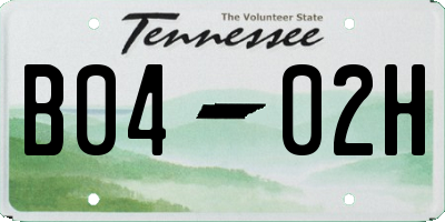 TN license plate B0402H